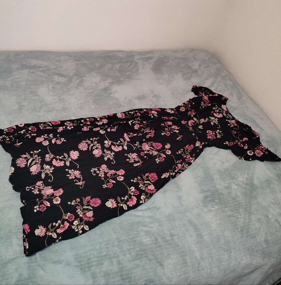 Angie Romper Short Front Long Dress Back with Pink Floral Design